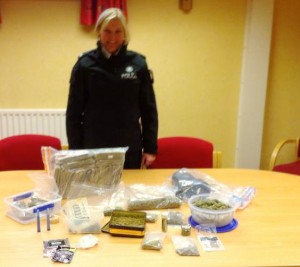 Police put on show drugs seized in house search yesterday