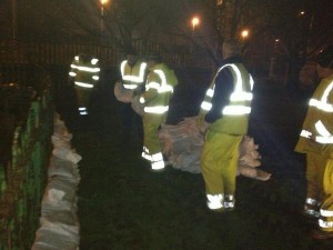 Workers preparing for floods in east Belfast