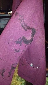 A schoolgirl's blazer following the sectarian attack in north Belfast