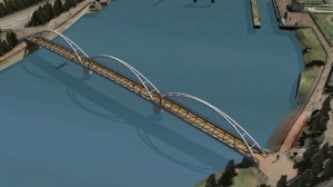 The proposed new pedestrian and cycling bridge for south Belfast
