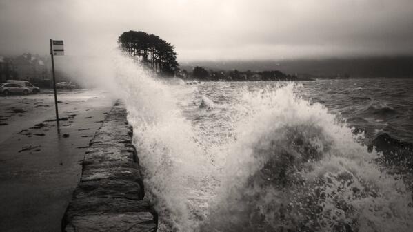 Waves crash the coastline in Warrenpoint, Co Down on Sunday