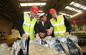 Peter Robinson and Martin McGuinness are pictured Ryobi, Chairman Hiroshi Urakami. Ryobi Aluminium Casting (UK), Limited is investing £32 million creating 100 new jobs. PIC: Presseye