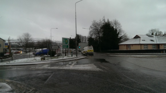 PSNI landrover crossing back into Strabane after driving into Lifford, Co Donegal