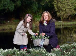 NITB’s Elaine Groves along with Anna Phenix (7) from Belfast explore the snowdrops around Benvarden Garden in Dervock 