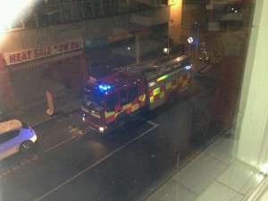 One of the fire appliances at scene of fire in Belfast City Centre on Wednesday night