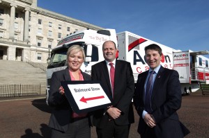 Pictured with the Minister Michelle O'Neill are Nigel Briggs, MD Musgrave Retail Partners NI and Gareth Kirk, CEO Action Cancer.