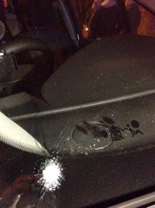The attack on a family car hit by shrapnel during a bomb attack in west Belfast