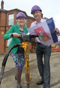 udith Hill CEO NI Hospice with Johnny McMillen Patterson from Carrickfergus who's father was cared for by the Hospice as construction works begins on the new purpose built adult hospice at Somerton Road in North Belfast.