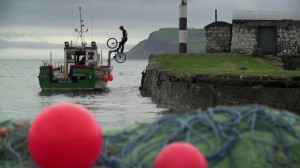 World famous cyclist Andrei Bruneii in Carnlough Harbour