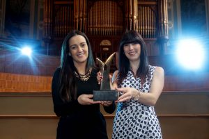 Announcing the shortlist for the 2014 Northern Ireland Tourism Awards is Gemma Bell (left) from Diageo NI along with Patricia Kingston from NITB at the Ulster Hall, Belfast.