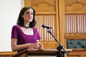 NI Secretary of State Theresa Villiers delivers her key note address on 'Moving Politics Forward' at the Assembly Buildings in Belfast city centre this morning. PIC: KELVIN BOYES/PRESS EYE