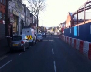 The scene of Tommy Crossan's murder on the Springfield Road, west Belfast on Good Friday