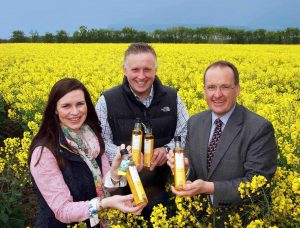 IT’S A GOLDEN PARTNERSHIP...Howard Hastings (right) from Hastings Hotels is joined by Leona and Richard Kane from Broighter Gold to launch an exclusive Rapeseed Oil with Rosemary which will be used by the chefs in the group’s six hotels. 