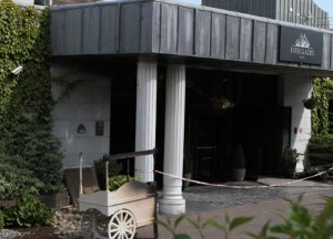 The bombed out entrance of the Everglades Hotel