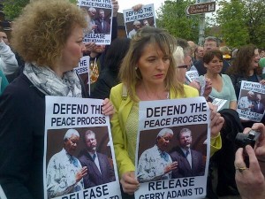 IRA bombers Caral Ni Chuilin and Martina Anderson at 'Free Gerry' rally