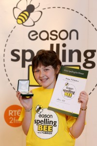 Amelia McDowell aged 11 from St. Therese of Lisieux Primary School, Belfast was named the best speller in Ulster at the Eason Ulster Spelling Bee Final today! PIC BY MATT MACKEY/PRESSEYE