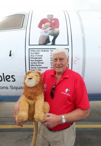 Willie-John McBride at the new Flybe aircraft 'The Invinciibles'