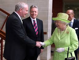 Sinn Fein's Martin McGuinness shaking hands with the Queen