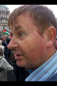 Wilie Frazer attacked by pro-Palestinian supporters at Belfast City Hall