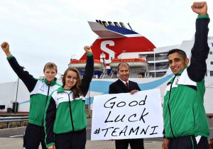 STENA LINE WISHES TEAM NI THE FERRY BEST: . Pictured are Claire Oakley who will represent NI in cycling, India McPeak, gymnastics and Norik Koczarian, wrestling. 