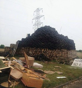 The monster bonfire in Carrick stacked high with tyres