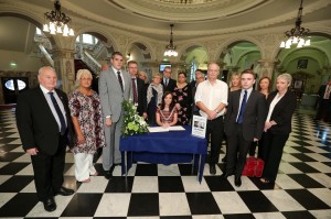 Lord Mayor of Belfast Cllr Nichola Mallon along with other Belfast Councillors, sign a book of condolence at Belfast City Hall in memory of former DUP leader and First Minister Rev Ian Paisley. PIC: KELVIN BOYES/PRESSEY