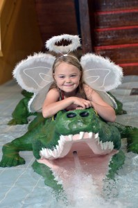 Lucy Hunniford (7) behaves swimmingly as she gets ready for her Haven Holiday in association with Stena Line.