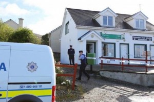 Gardai at the scene of the post office robbery