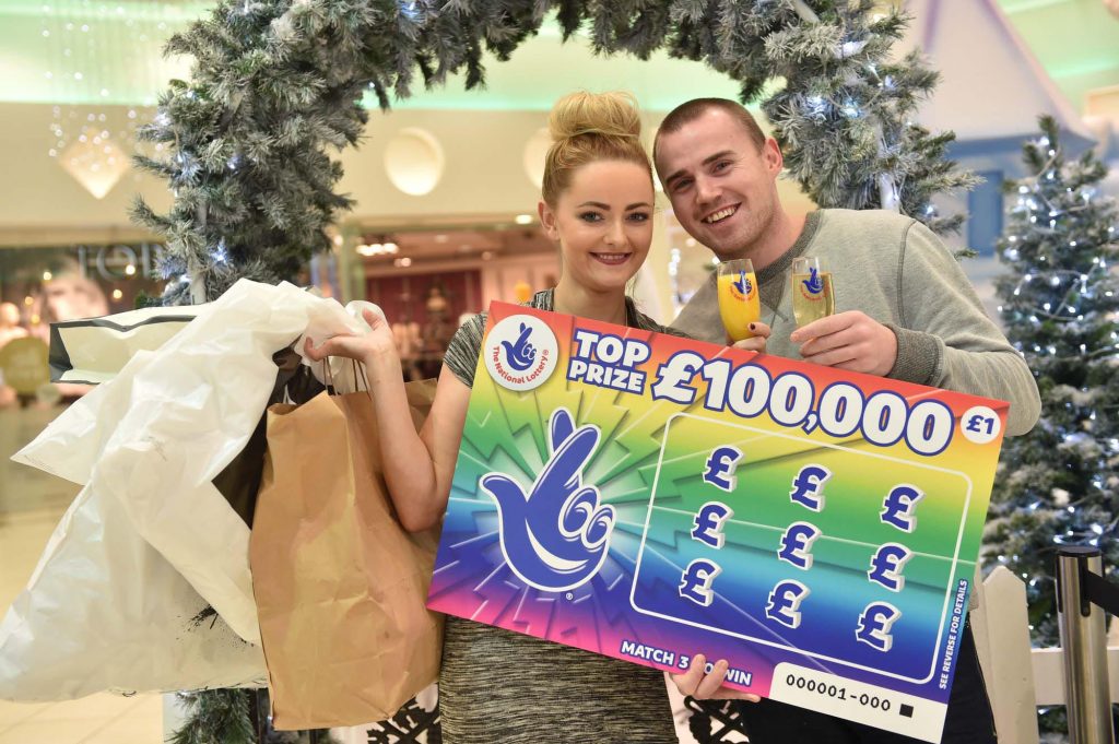 Lauren McLarnon (23) from Newtownabbey went on a celebratory shopping trip with her partner, Michael Mullen (25), after she won a staggering £100k on a National Lottery Scratchcard