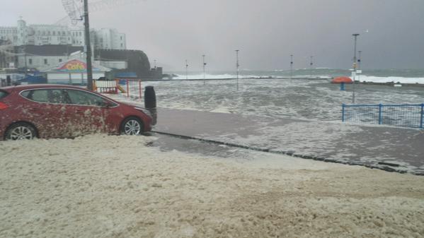 The heavy waves lash Portstewart as it is 'weather bombed'