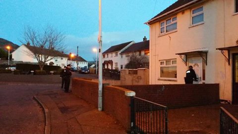 The PSNI's Mid West Team on patrol in Ballymurphy this morning