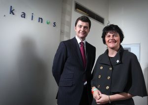 Kainos MD Brendan Mooney with Enterprise Minister Arlene Foster