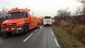 The scene of the bus crash yesterday in Co Donegal
