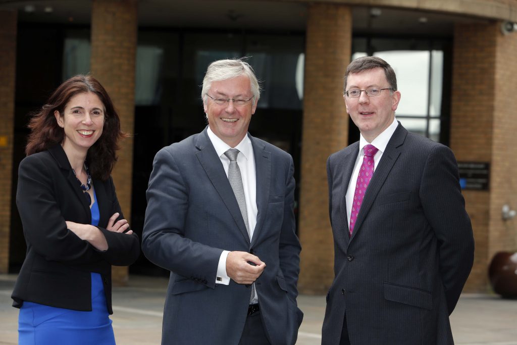 .Pictured today are Rain Newton-Smith, CBI Director, Economics and Colin Walsh CBI NI Chairman, Alan Bridle, UK Economist and Market Analyst, Bank of Ireland UK Plc Picture by Press Eye
