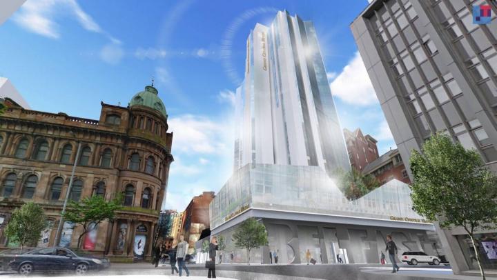 An artist's impression of what the new Grand Central Hotel in Belfast will look like on completion in 2018