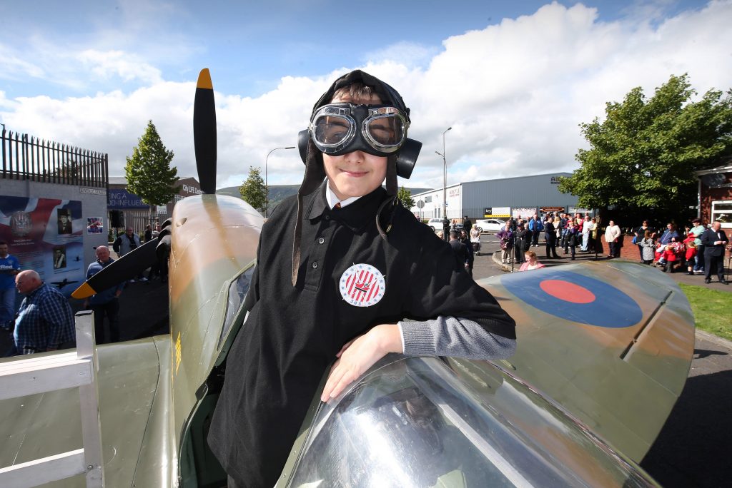 Pictured at the unveiling of the Band of Brothers mural is Alex Snowarski, aged 12, who was involved in a series of workshops as part of the project this week.Photographer ©Matt Mackey - Presseye.com