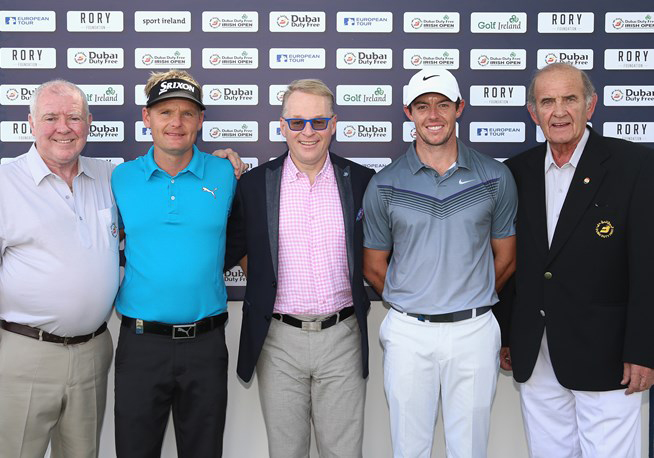 From L-R: George Horan, President, Dubai Duty Free; Soren Kjeldsen; Keith Pelley, CEO, European Tour; Rory McIlroy; Colm McLoughlin, Executive Vice Chairman, Dubai Duty Free