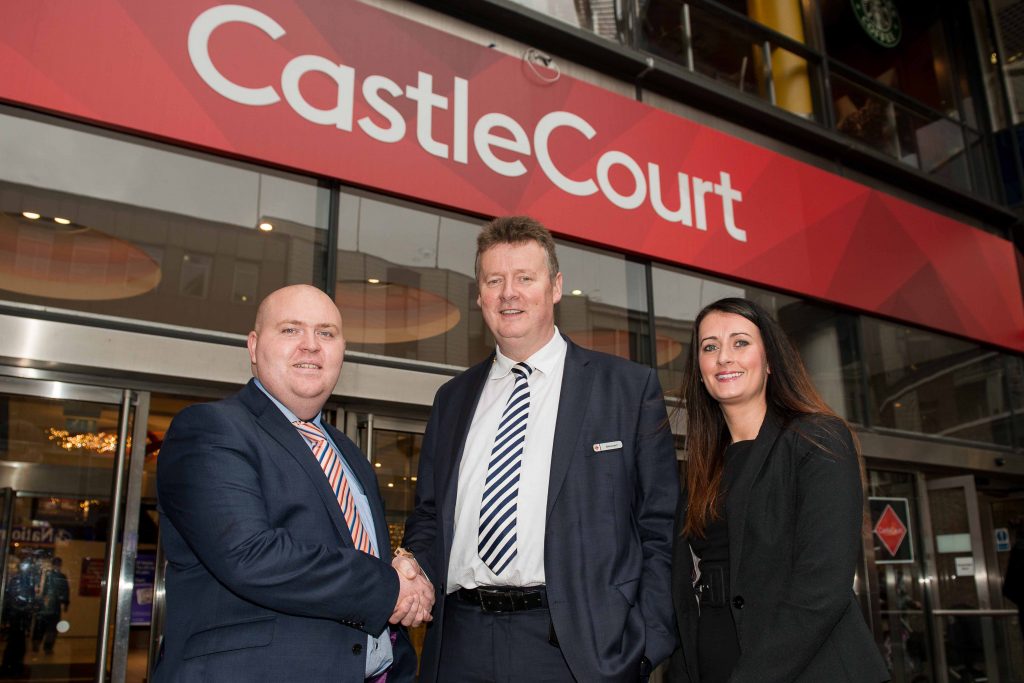 KINGS OF THE CASTLE:  Northern Irelands biggest independent security company Mercury Security Management has been reappointed to provide a complete security solution to CastleCourt, one of the countrys biggest and busiest shopping centres.  Making sure that the Centre is safe and secure are (l-r) Mercury Security Director Liam Cullen, CastleCourt Security Manager Stewart McConnell and Mercury Marketing Director Grainne Elliott.  Lisburn-based Mercury, which also has offices in Dublin, Limerick and London, was awarded the contract for a second time following a rigorous tender process in which it pitched an integrated solution combining 24-hour manned guarding with the latest CCTV and monitoring technology to protect the assets of the shopping centre and its tenants. 