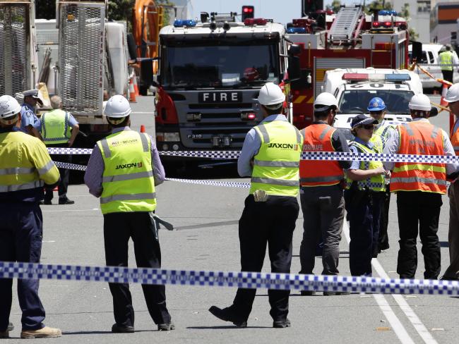 The scene in east Perth where two NI men are crushed to death by a concrete slab