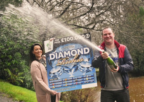 A shopping trip for charity turned into a Christmas that Derry housewife Stephanie Harkin (28) and her husband, Kieran (33), will never forget after winning £100k on a Diamond Riches Scratchcard from National Lottery GameStore.  