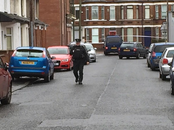 The scene of the bomb attack at Hillsborough Drive this morning in east Belfast