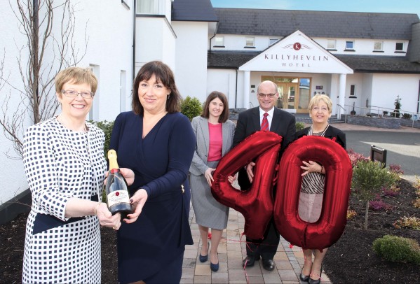 Pictured (L-R) are Jacqueline Wright and Leigh Watson, Directors of the Killyhevlin Lakeside Hotel, Nicola Wright, Business Support Manager, David Morrison, General Manager and Pat Kavanagh, Accounts Manager. 
