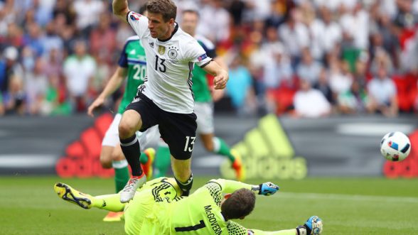 Fantastic \Michael McGovern yet again denies German striker Thomas Muller