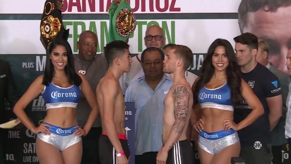 THE TALE OF THE TAPE...Frampton and Santa Cruz go toe to toe at weigh in