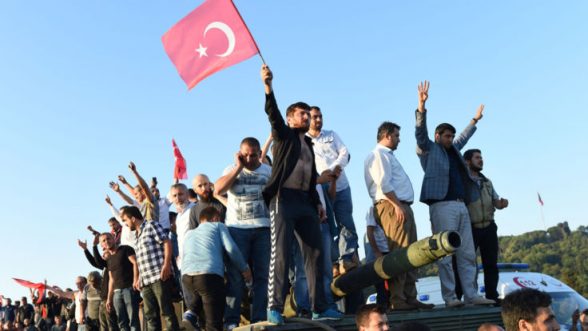 People on the streets of Turkey celebrating as military coup fails