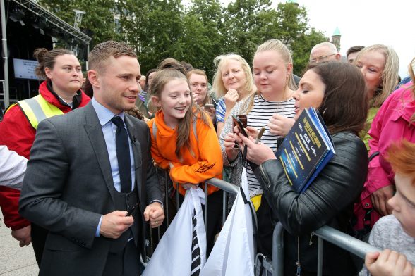 Boxer Carl 'The Jackal' Frampton pictured at the homecoming celebration at City Hall, Belfast. The event took place in recognition of Carl Frampton, the first Northern Ireland boxer to win world championships at two different weights. Photo by Kelvin Boyes / Press Eye