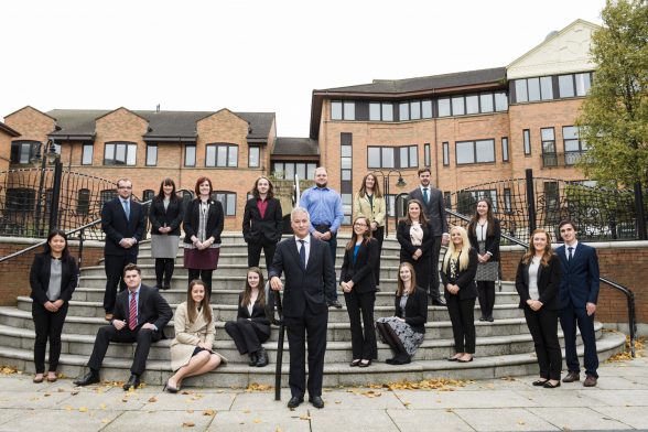 Accountancy and business advisory firm, BDO Northern Ireland, today confirmed the appointment of 18 new trainees at its Belfast headquarters. Pictured with the new recruits is BDO Northern Ireland Senior Partner, Nigel Harra.