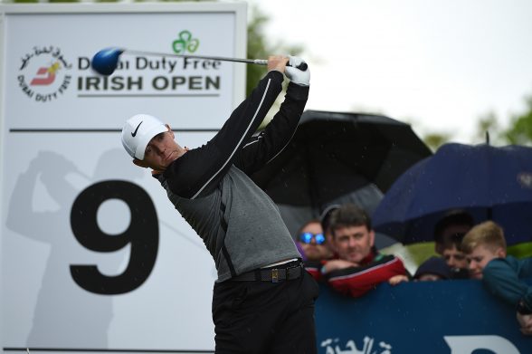 STRAFFAN, IRELAND - MAY 22: Rory McIlroy of Northern Ireland tees off on the 9th hole during the final round of the Dubai Duty Free Irish Open Hosted by the Rory Foundation at The K Club on May 22, 2016 in Straffan, Ireland. (Photo by Ross Kinnaird/Getty Images)