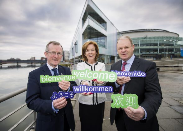 Tourism Ireland today launched details of its marketing plans to promote Northern Ireland overseas in 2017, at an event attended by tourism industry leaders from around Northern Ireland. Pictured are Niall Gibbons, CEO of Tourism Ireland; Joan O’Shaughnessy, Vice Chair of Tourism Ireland; and Brian Ambrose, Chairman of Tourism Ireland, Pic – Brian Morrison Photograph